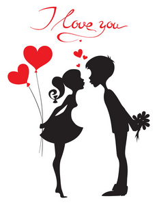 恋爱中的情侣的剪影照片