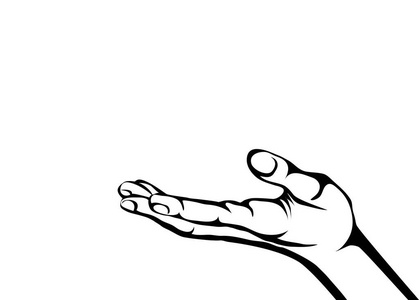 手势张开的手掌.手给予或接收.轮廓图形样式照片