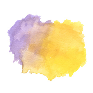 在紫色和黄色水彩画笔描边