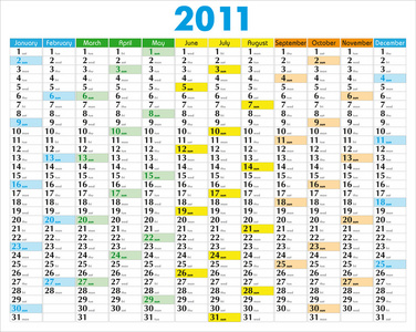 2011年日历