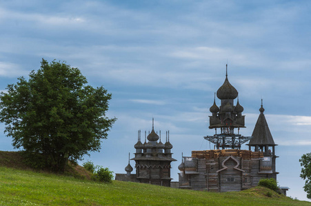 Kizhi 岛，俄罗斯。古代木宗教建筑