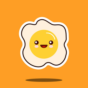 乐观的煎的鸡蛋卡哇伊性格可爱的脸 插画