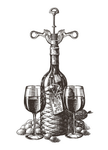 葡萄酒的矢量 logo 设计模板。葡萄或玻璃图标图片