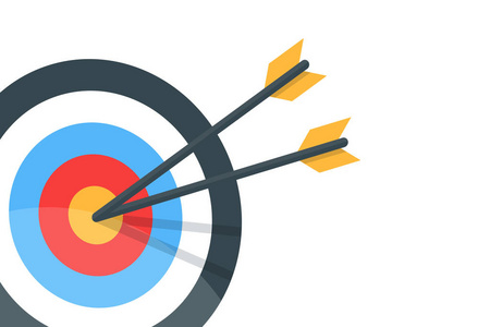 用箭头和目标图像的水平横幅.孤立的矢量图照片