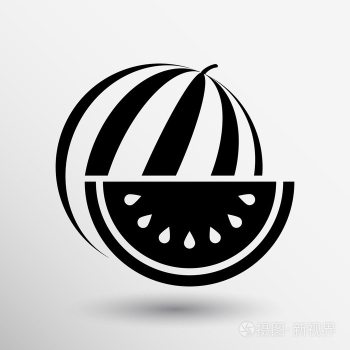 西瓜图标标志自然美味甜点甜