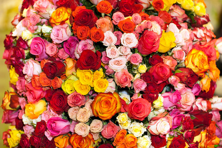 美丽的五彩玫瑰花束