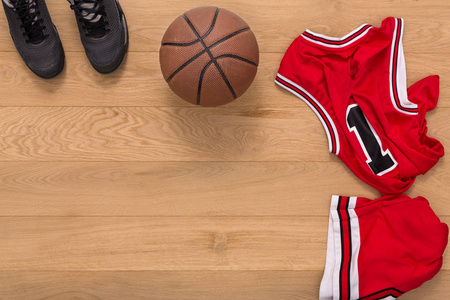 篮球运动员的衣服背景顶视图