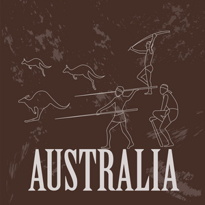 澳大利亚的地标。复古风格的图像
