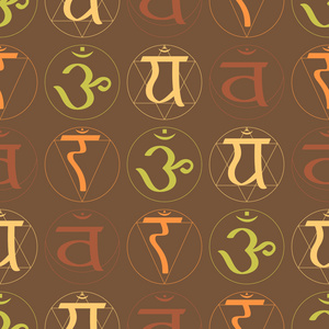 无缝背景与在梵语中的脉轮照片