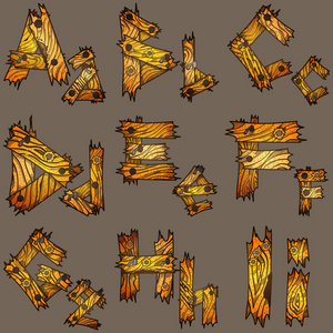 从木头片断的字母表