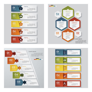 4 设计模板图形或网站布局的集合。矢量背景