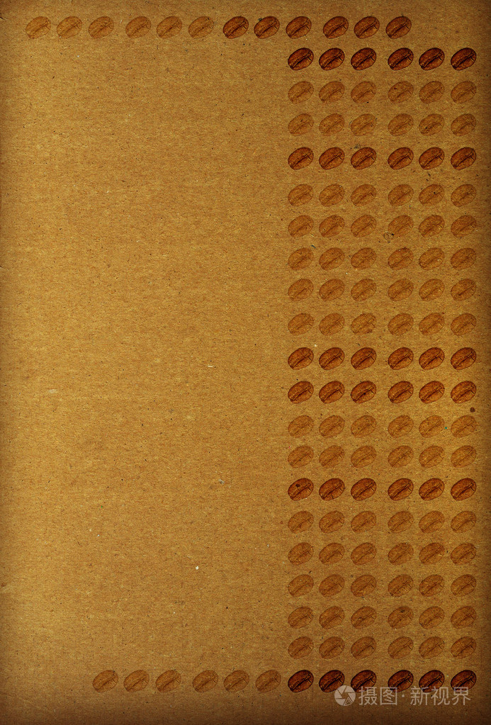 带纹理的棕色纸咖啡豆的行