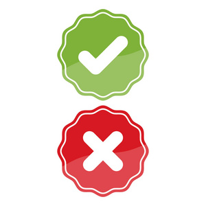 不管是对的错的复选标记和 x 标记在白色背景上的对与错.