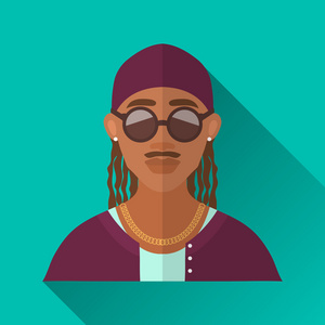 美国黑人说唱歌手,方形平面图标照片