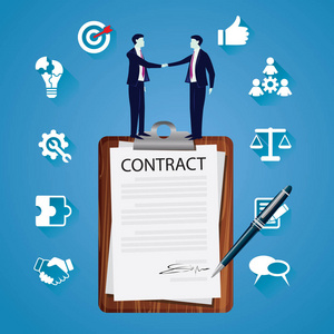 法律职业生涯合同签署的法律协议概念.矢量图照片