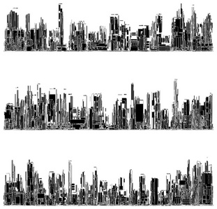 未来派特大的城市城市的摩天大楼矢量