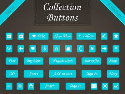 矢量的按钮和设计网站的 web 元素集和