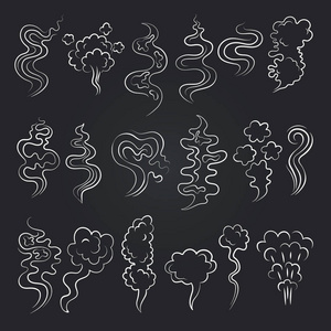 蒸汽集气味和蒸汽的卡通图片.蒸气和香气插图集插画