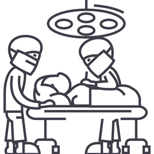 下载的笔触图标医院,手术操作矢量线图标,标志,插图背景,可编辑笔触上