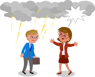 女自卑商业女人争论矢量插画