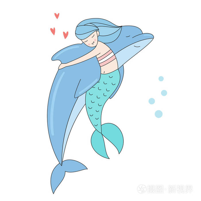 海豚的简笔画 美人鱼图片