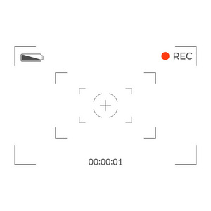 白色和黑色取景器照相机记录。现代相机聚焦屏。矢量图
