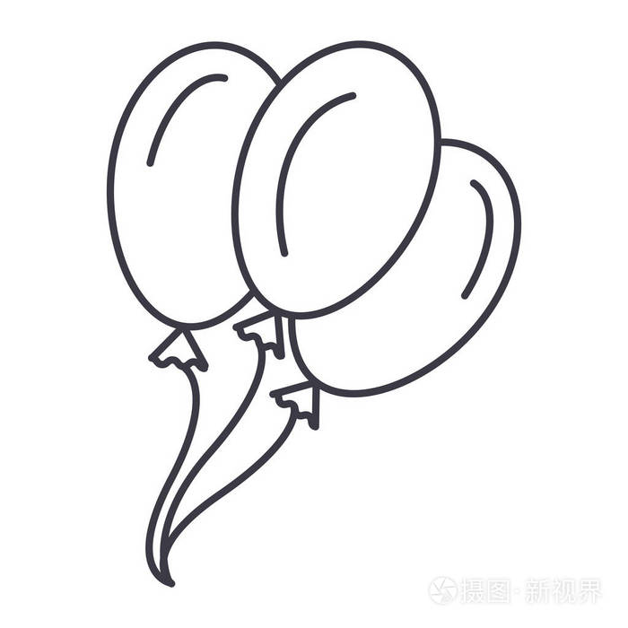 气球矢量线图标, 标志, 插图背景,可编辑笔触
