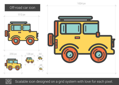 越野汽车线图标