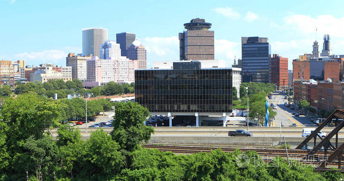 在罗切斯特纽约的街道鸟瞰图