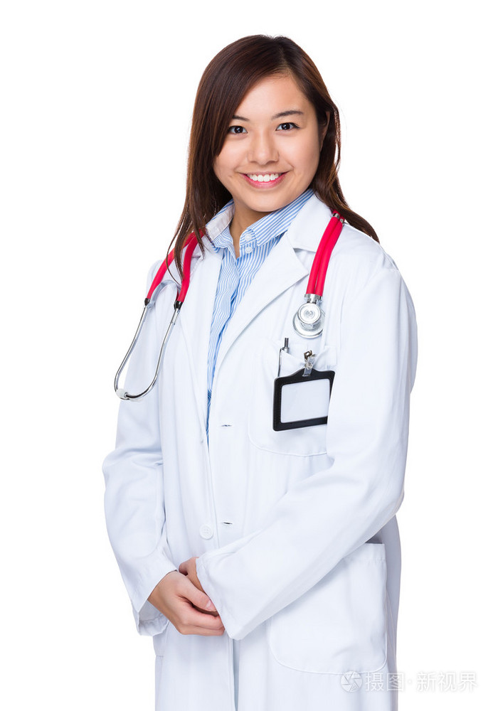 亚洲的年轻女医生用听诊器