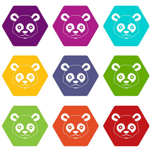 头的熊猫图标设置颜色六面体