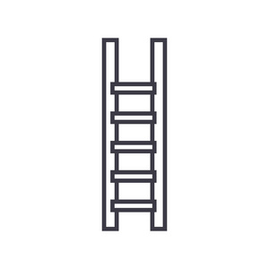 梯子，楼梯矢量线图标 标志 插图背景，可编辑笔触