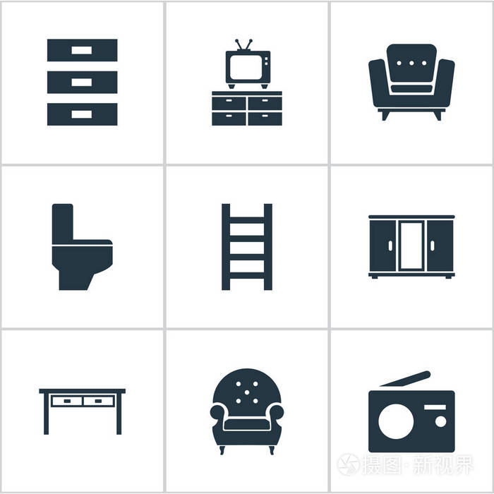 矢量图组的简单家具图标.
