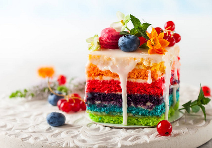 彩虹水果蛋糕图片