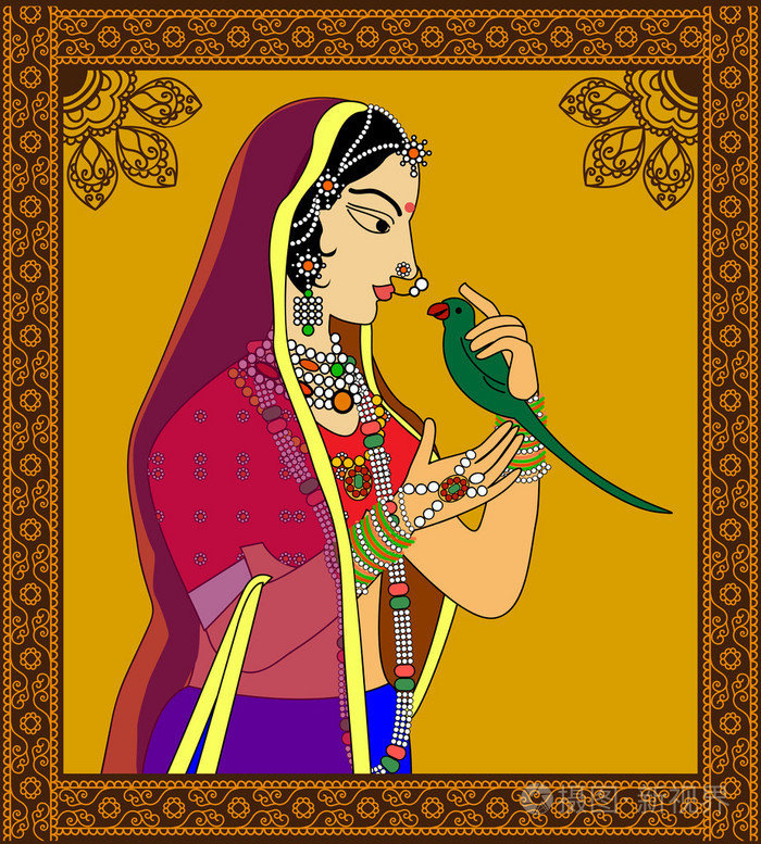 印度皇后或者公主的画像插画-正版商用图片0cgrfk-摄图新视界