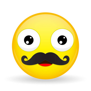 小胡子表情符号.快乐的情绪.爸爸的图释.卡通风格.