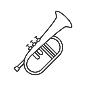 Flugelhorn 白色背景上的线性图标