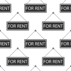 挂签名与文本的租金图标无缝图案白色背景。平面设计。矢量插图