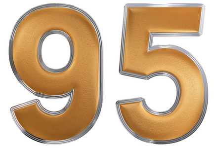 数字 95,九十五,白色背景,3d 渲染上孤立照片