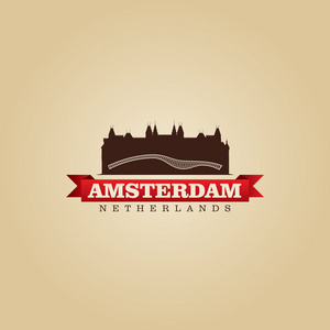 阿姆斯特丹荷兰城市符号矢量图图片