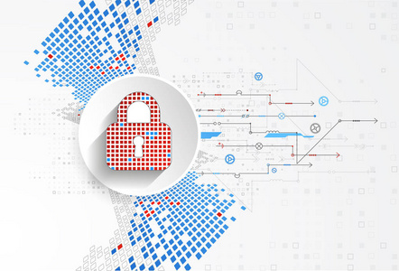 数字和技术的保护概念。保护力学