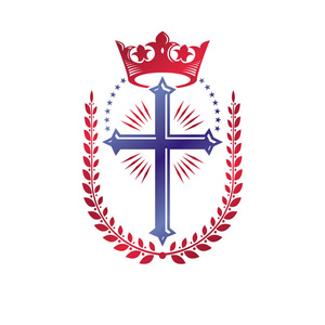 基督教十字装饰会徽在白色背景上
