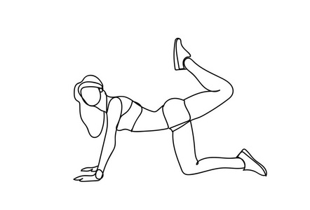 剪影妇女锻炼训练锻炼涂鸦女性健身和好氧概念