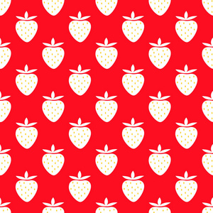 多汁的草莓, 可爱的草莓图案。夏日水果插画