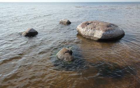 里加海湾海岸附近 Saulkrasti。拉托维亚。在落潮时的海岸