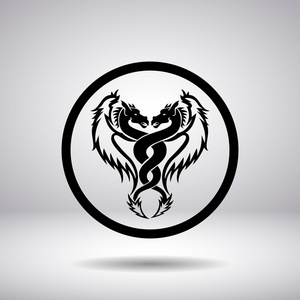 在一个圈-双龙剪影照片