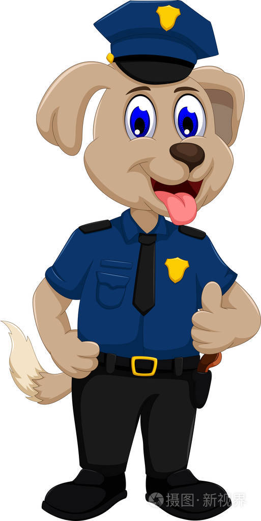 可爱的警犬卡通大拇指插画-正版商用图片0cheit-摄图新视界