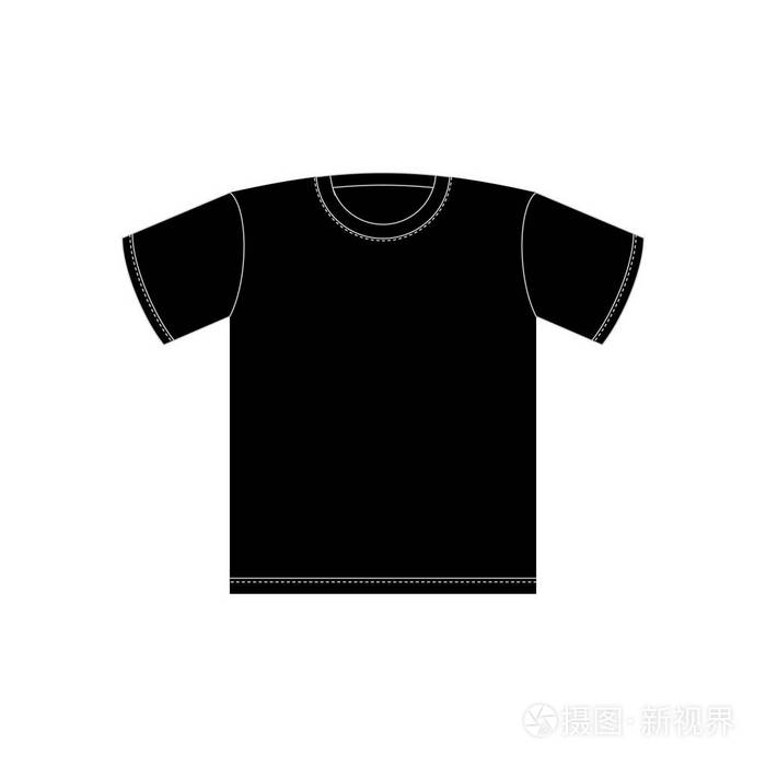 黑色t 恤模板分离.白色背景上的服装