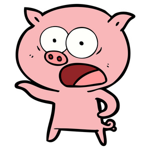 卡通猪叫声的矢量图示照片