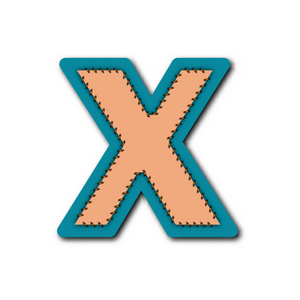 刺绣片中字母的 x 字符矢量图形构思设计的工作理念照片